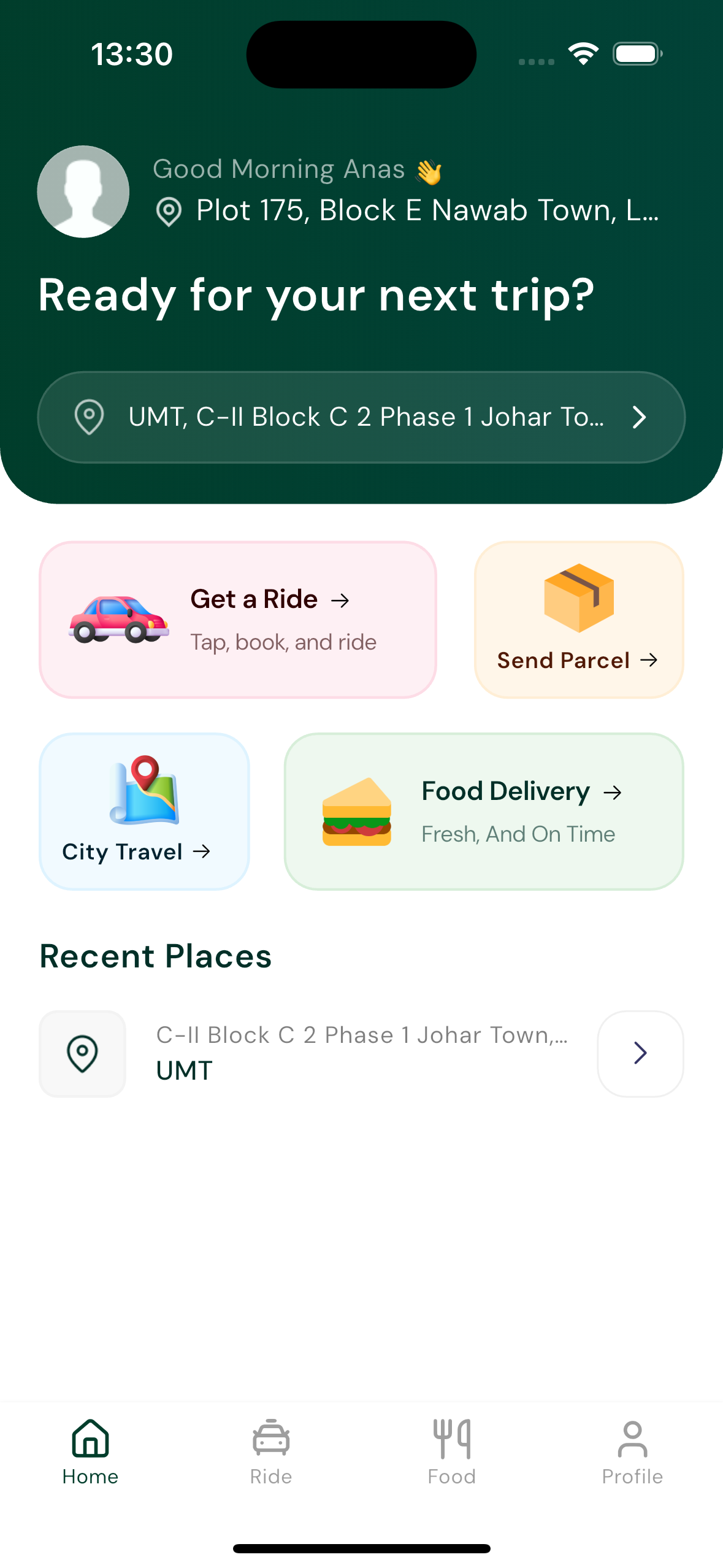 Flow app home screen